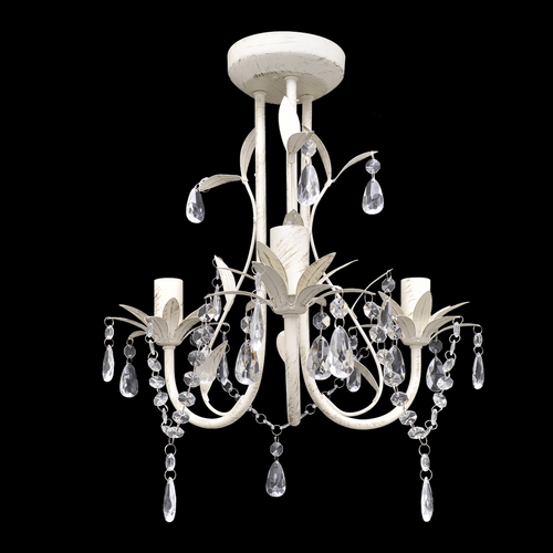 Lustre Antique Cristal 30 Cm - Blanc
