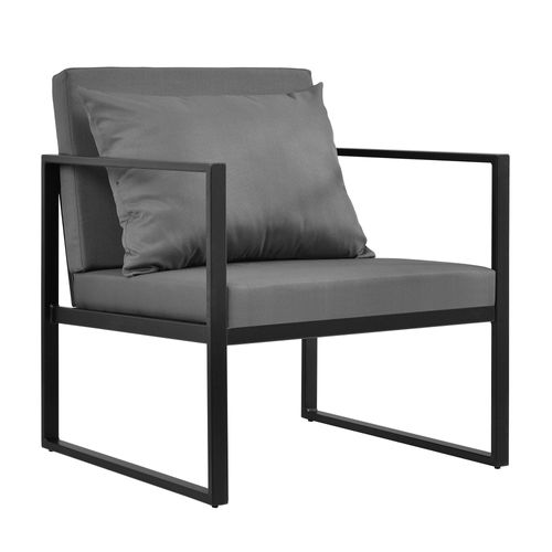 2 X Chaises Extérieures Robustes Avec Coussins Confortables Noir 70 X 60 X 60 Cm 03_0