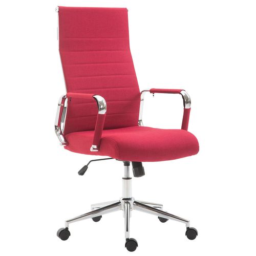 Fauteuil De Bureau Sur Roulettes En Tissu Rouge Avec Assise Rembourrée Pivotant Bur10236