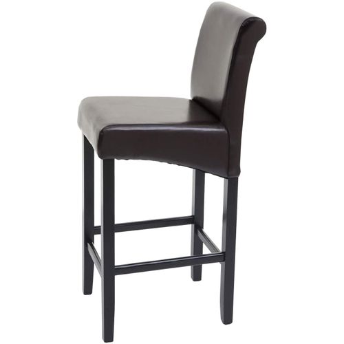 Lot De 2 Tabourets De Bar En Synthétique Marron Pieds Foncés Avec Repose Pieds Tdb04004