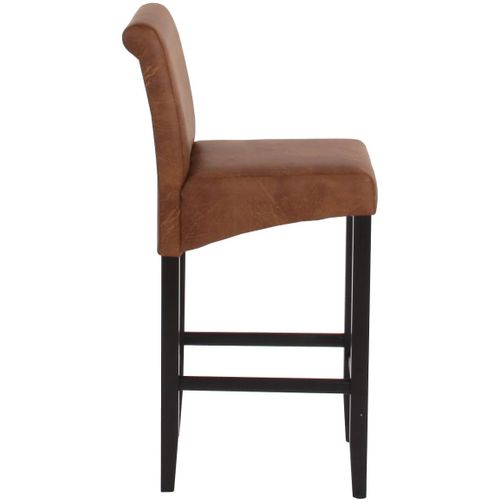Lot De 2 Tabourets De Bar En Synthétique Aspect Daim Marron Vieilli Pieds Foncé Tdb04008