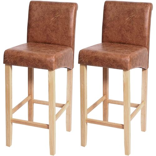 Lot De 2 Tabourets De Bar En Synthétique Aspect Daim Marron Vieilli Pieds Clairs Tdb04009