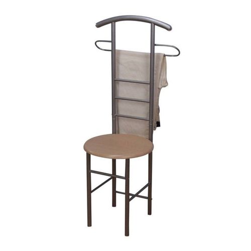 Chaise De Chambre / Valet De Nuit Portant En Acier Et Mdf Couleur Hêtre Med05100