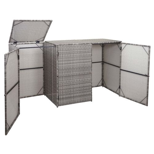 Abri De Poubelles Extérieur Conteneurs à Ordures Polyrotin Jusqu'à 3 Bacs 3x120 Litres Gris 110x19