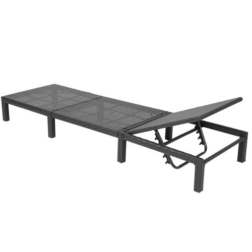 Transat Chaise Longue De Jardin En Poly-rotin Anthracite Coussin Mdj04130