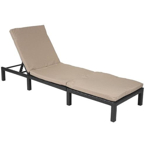 Transat Chaise Longue De Jardin En Poly-rotin Anthracite Coussin Mdj04130