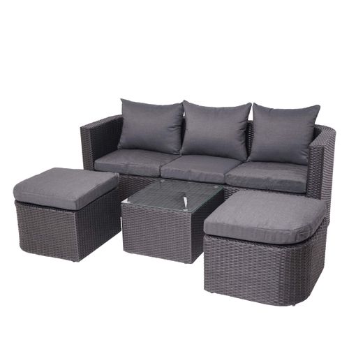Salon De Jardin Avec Fauteuils Poufs Table Et Coussins Gis Foncé Et Polyrotin Anthracite 04_000052
