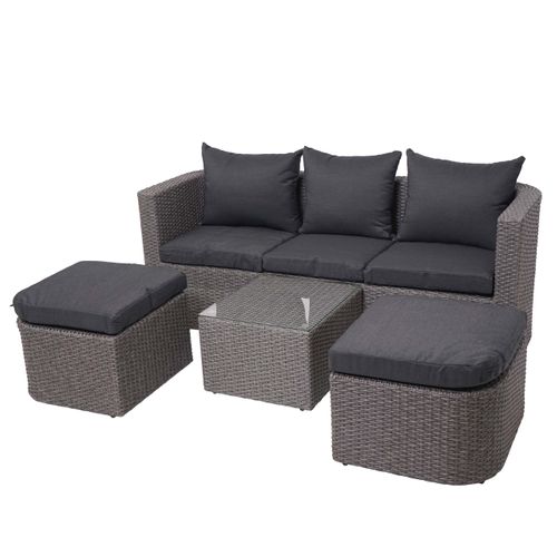 Salon De Jardin Avec Fauteuils Poufs Table Et Coussins Anthracite Et Polyrotin Gris 04_0000526