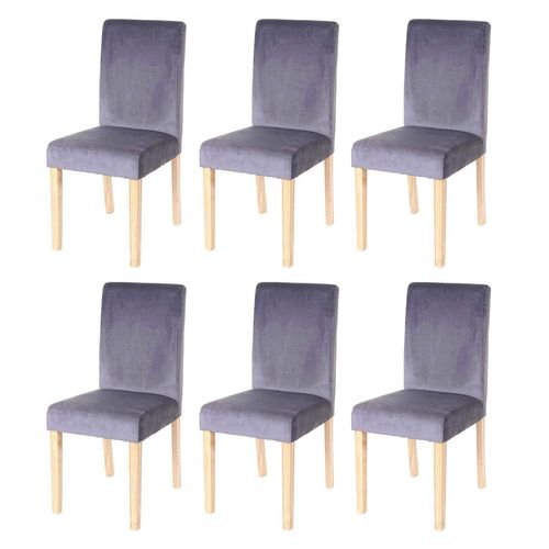 Lot De 6 Chaises De Salle à Manger / Cuisine En Tissu Velours Gris Cds04610