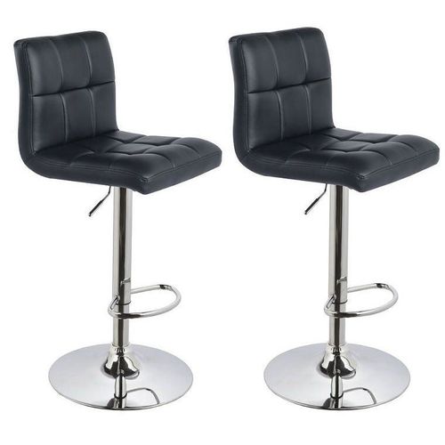 Lot De 2 Tabourets De Bar Avec Dossier Synthétique Hauteur Réglable Noir Tdb09067