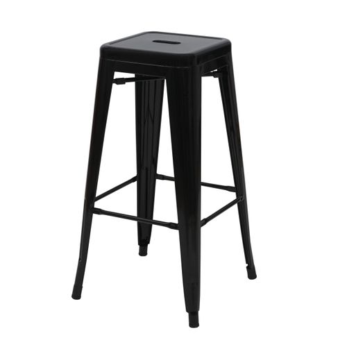 4x Tabourets De Bar Design Industriel En Métal Empilable Noir 04_0005227
