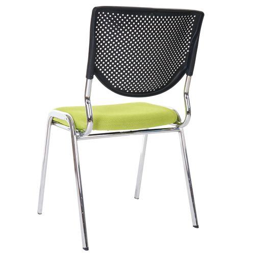 4x Chaises Visiteur Fauteuil De Bureau Sans Roulettes Chaise De Conférence Empilable Tissu Vert
