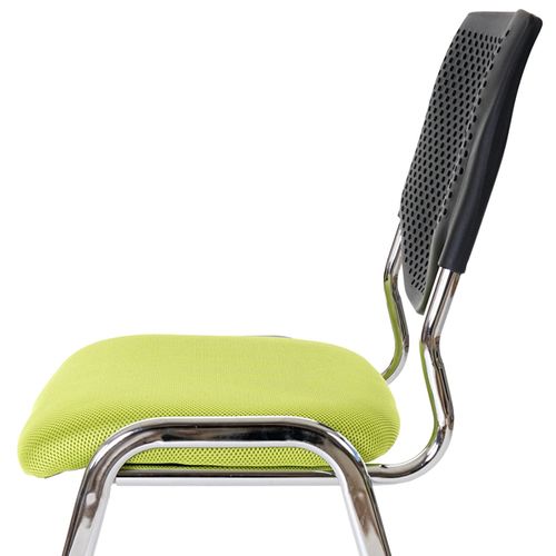 4x Chaises Visiteur Fauteuil De Bureau Sans Roulettes Chaise De Conférence Empilable Tissu Vert