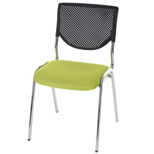 4x Chaises Visiteur Fauteuil De Bureau Sans Roulettes Chaise De Conférence Empilable Tissu Vert