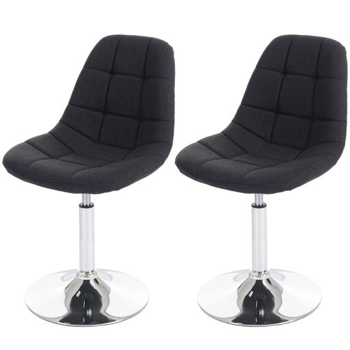 2x Chaises De Salle à Manger En Tissu Gris Foncé Pied Chromé Pivotant Cds04426