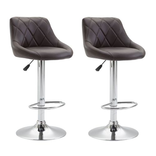 2x Tabourets De Bar En Synthétique Marron Pivotant Avec Repose-pieds Tdb10078