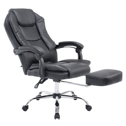 Fauteuil De Bureau Ergonomique En Synthétique Noir Avec Repose-pieds Et Accoudoirs Bur10375