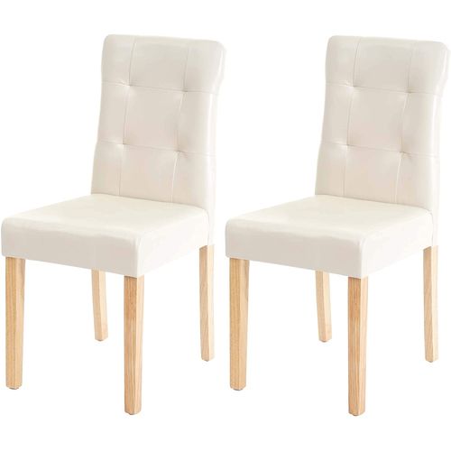 Lot De 2 Chaises En Synthétique Crème Pieds En Bois Clair Cds04443