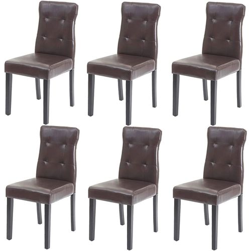 Lot De 6 Chaises En Synthétique Marron Pieds En Bois Foncé Cds04644