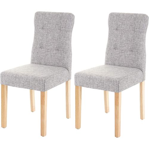 Lot De 2 Chaises En Tissu Gris Pieds En Bois Clair Cds04445