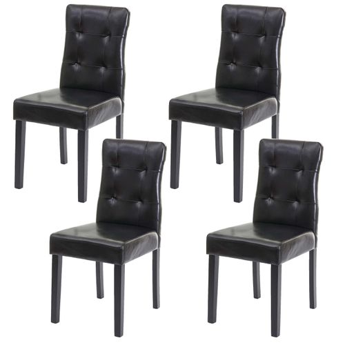 Lot De 4 Chaises En Synthétique Noir Pieds En Bois Foncé Cds04546