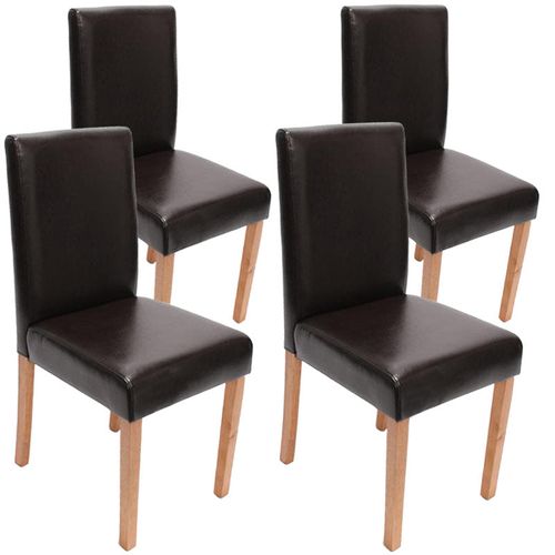 Lot De 4 Chaises De Salle à Manger Cuisine En Cuir Marron Pieds En Bois Clair Design Moderne 04_00