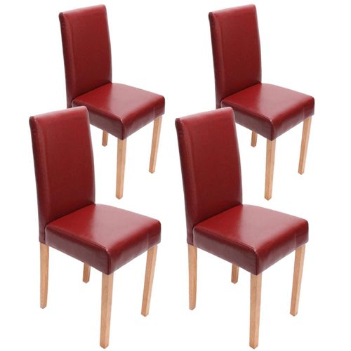 Lot De 4 Chaises De Salle à Manger Cuisine En Cuir Rouge Pieds En Bois Clair Design Moderne 04_000