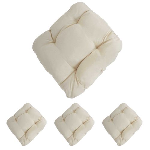 4x Coussins De Chaise De Jardin Terrasse Balcon 41x38x8cm Tissu Crème 04_0002591