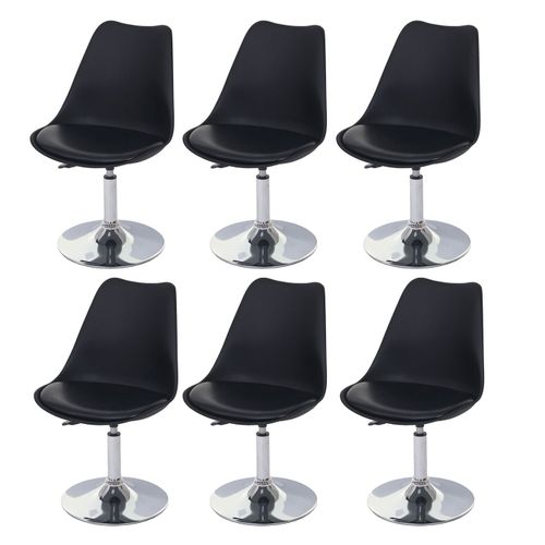 Lot De 6 Chaises Pivotantes Réglables En Hauteur En Pvc Rotatif En Pvc Et Plastique Noir Piètement