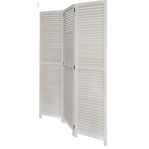 Paravent 3 Panneaux En Bois 120x170cm - Blanc
