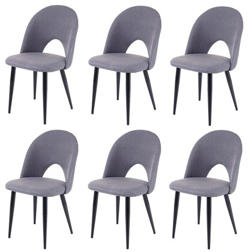 Lot De 6 Chaises De Salle à Manger Cuisine Design Moderne Tissu Et Textile Gris Foncé 04_0000811
