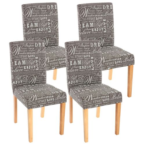 Lot De 4 Chaises De Salle à Manger En Tissu Imprimé Gris Pieds Clairs Cds04119