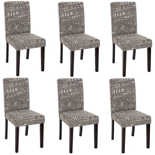 Lot De 6 Chaises De Salle à Manger En Tissu Imprimé Gris Pieds Foncés Cds04220