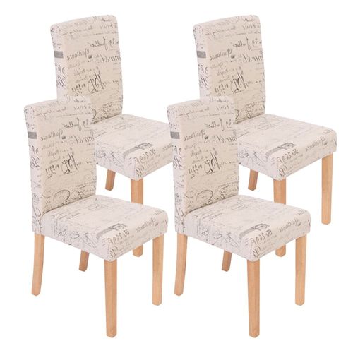 Lot De 4 Chaises De Salle à Manger En Tissu Crème Imprimé Pieds Clairs Cds04129
