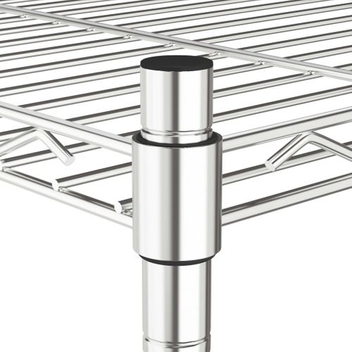 Étagère De Rangement 4 Niveaux Roues 90 X 35 X 137 Cm Chrome 200 Kg 02_0000697