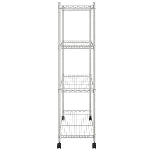 Étagère De Rangement 4 Niveaux Roues 90 X 35 X 137 Cm Chrome 200 Kg 02_0000697