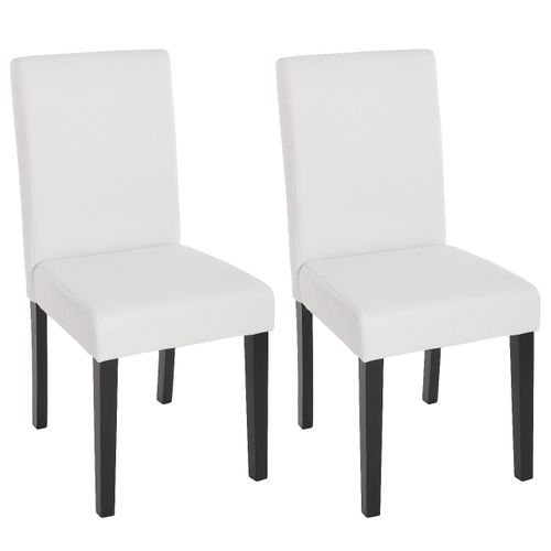 Lot De 2 Chaises De Salle à Manger Synthétique Blanc Mat Pieds Foncés Cds04037