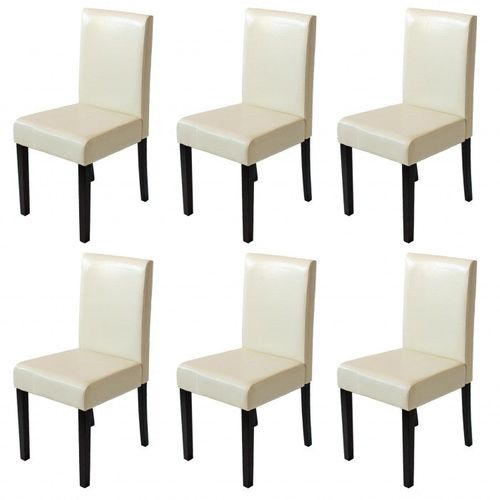 Lot De 6 Chaises De Salle à Manger Synthétique Crème Pieds Foncés Cds04242