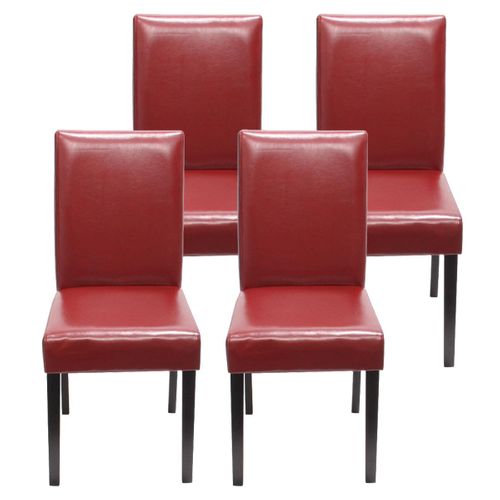 Lot De 4 Chaises De Salle à Manger Synthétique Rouge Pieds Foncés Cds04144