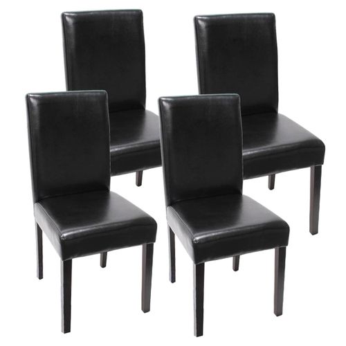 Lot De 4 Chaises De Salle à Manger Synthétique Noir Pieds Foncés Cds04146