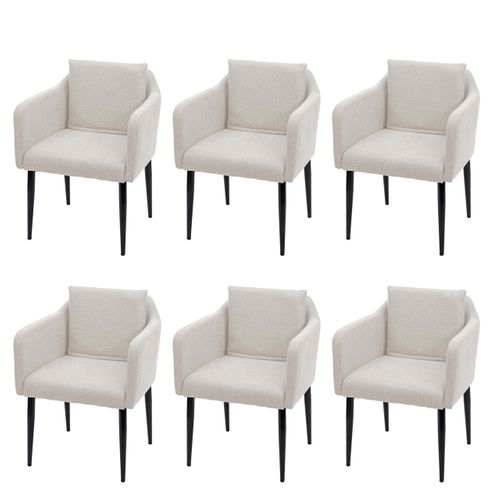 Lot De 6 Chaises De Salle à Manger Moderne Et Confortable En Tissu / Textile Crème 04_0002124