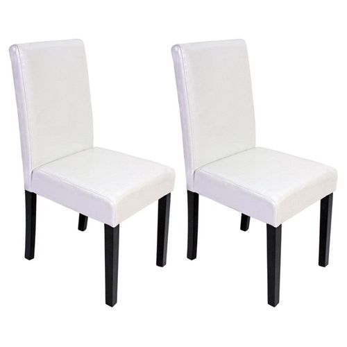 Lot De 2 Chaises De Salle à Manger Synthétique Blanc Pieds Foncés Cds04048