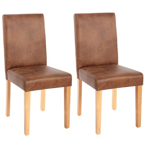Lot De 2 Chaises De Salle à Manger Synthétique Marron Vieilli Pieds Clairs Cds04051