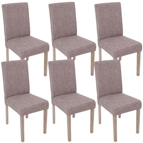 Lot De 6 Chaises De Salle à Manger Cuisine En Tissu Gris Pieds En Bois Clair 04_0000894