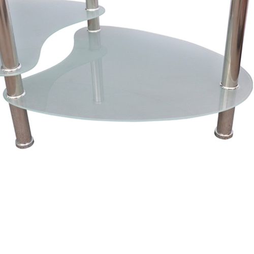 Table Basse De Salon Salle à Manger Design Blanche Verre Ovale 90 X 45 Cm 0902001