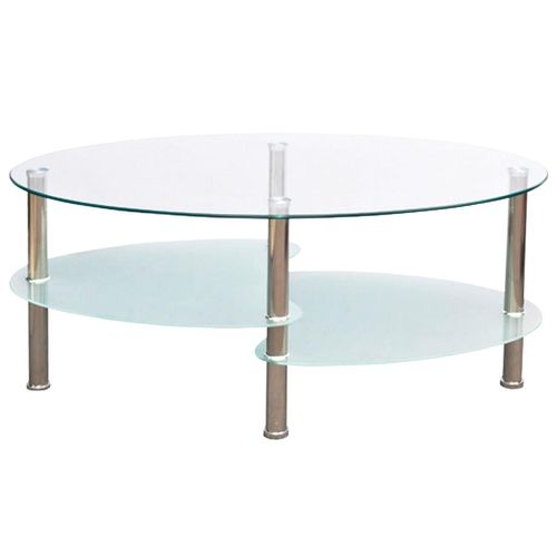 Table Basse De Salon Salle à Manger Design Blanche Verre Ovale 90 X 45 Cm 0902001