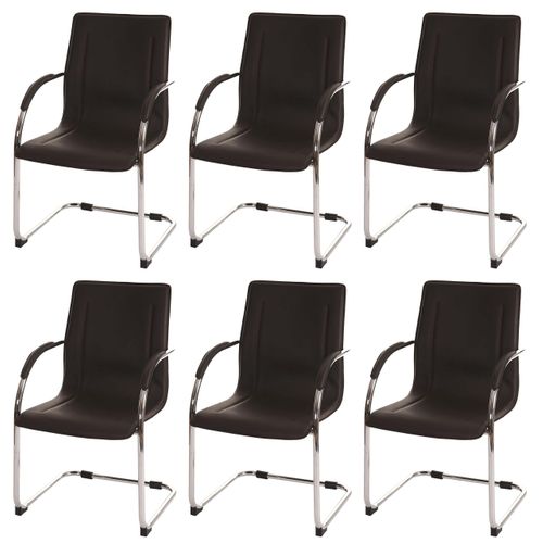 Ensemble De 6 Chaises De Salle à Manger Chaise Visiteur Ou Bureau En Pvc Marron Et Cadre Métal Chr