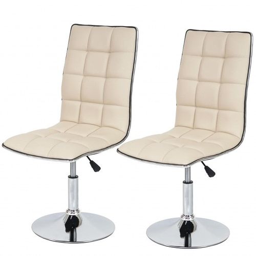 Lot De 2 Chaises De Salle à Manger Hauteur Réglable En Synthétique Crème Cds04075