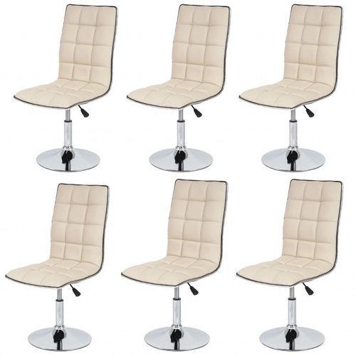 Lot De 6 Chaises De Salle à Manger Hauteur Réglable En Synthétique Crème Cds04275