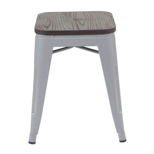 Lot De 6 Tabourets Bas Avec Assise En Bois Empilable En Métal Design Industriel Gris 04_0000913